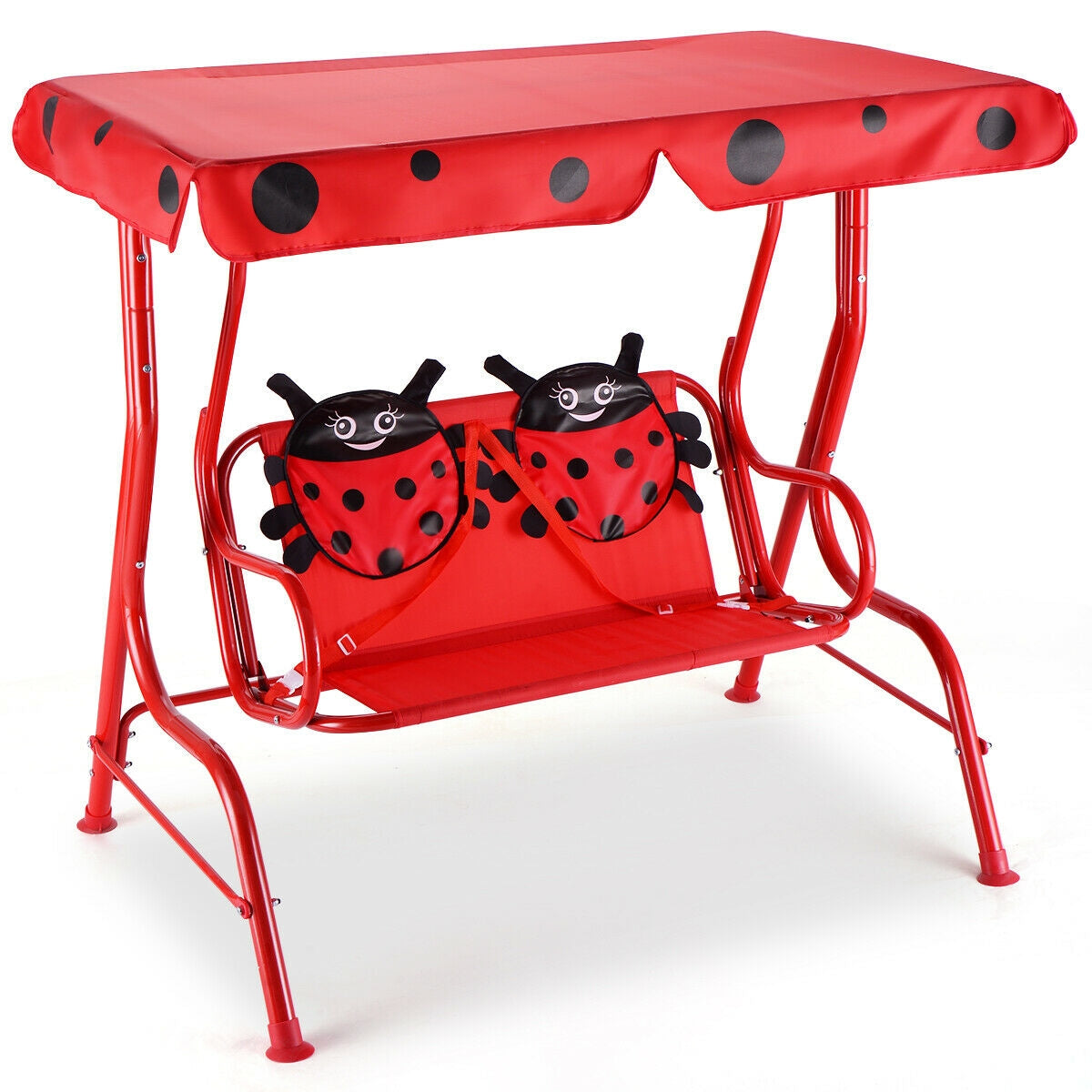 2 Person Kids Patio Swing Porch Bench with Canopy Kids Crystal
