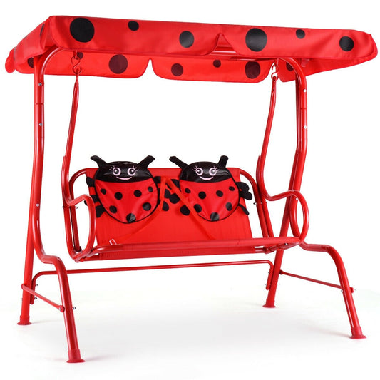 2 Person Kids Patio Swing Porch Bench with Canopy Kids Crystal