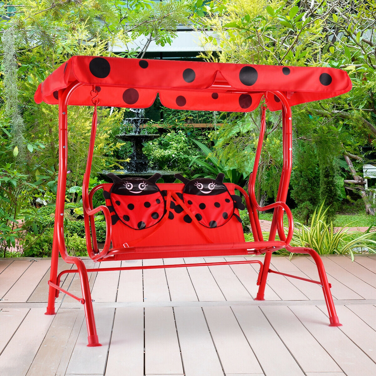 2 Person Kids Patio Swing Porch Bench with Canopy Kids Crystal