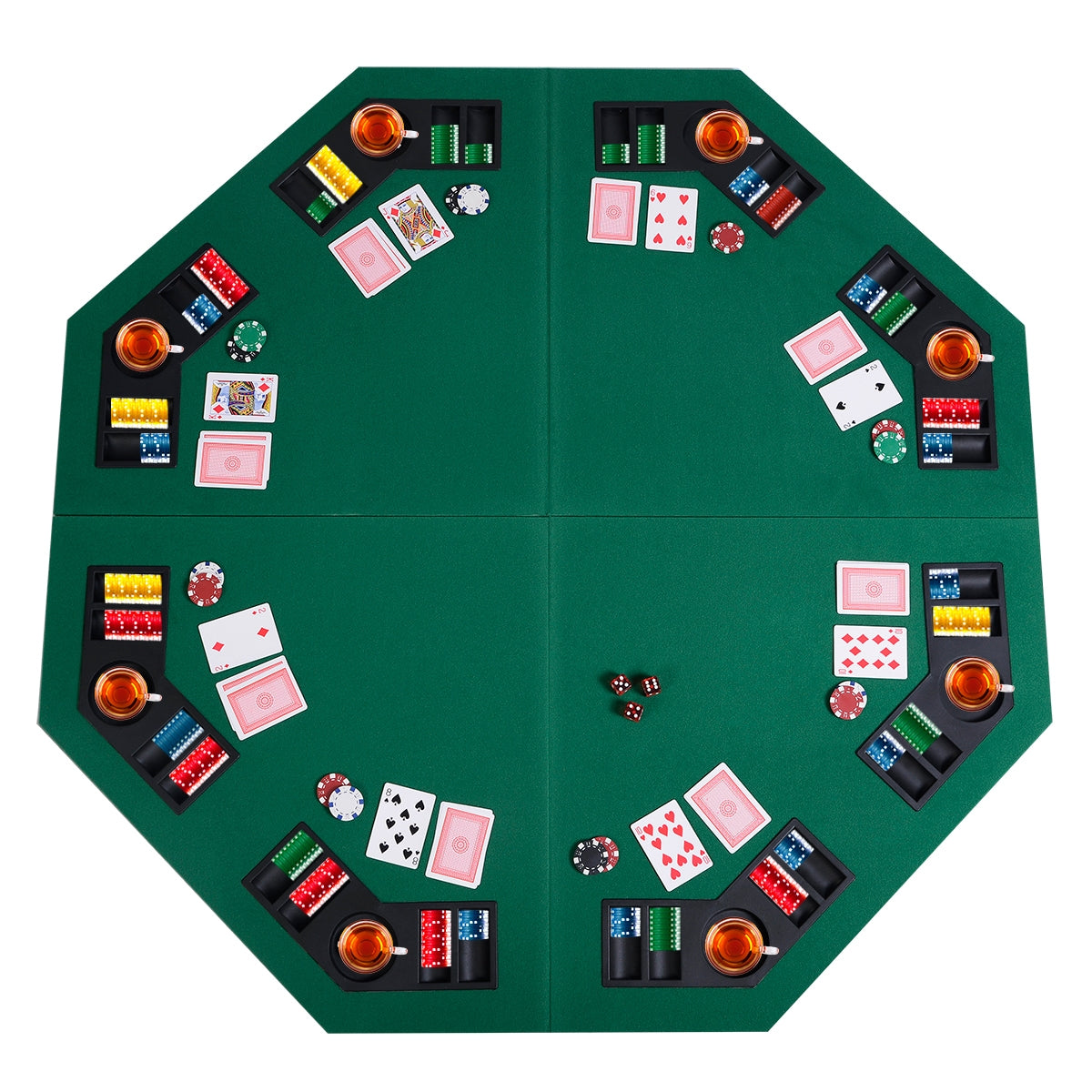48 Inch 8 Players Octagon Fourfold Poker Table Top Kids Crystal