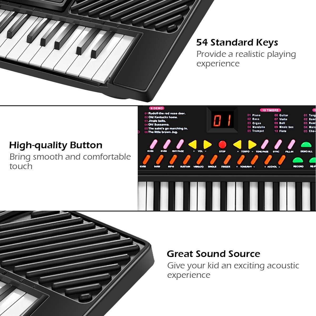 54 Keys Kids Electronic Music Piano Kids Crystal
