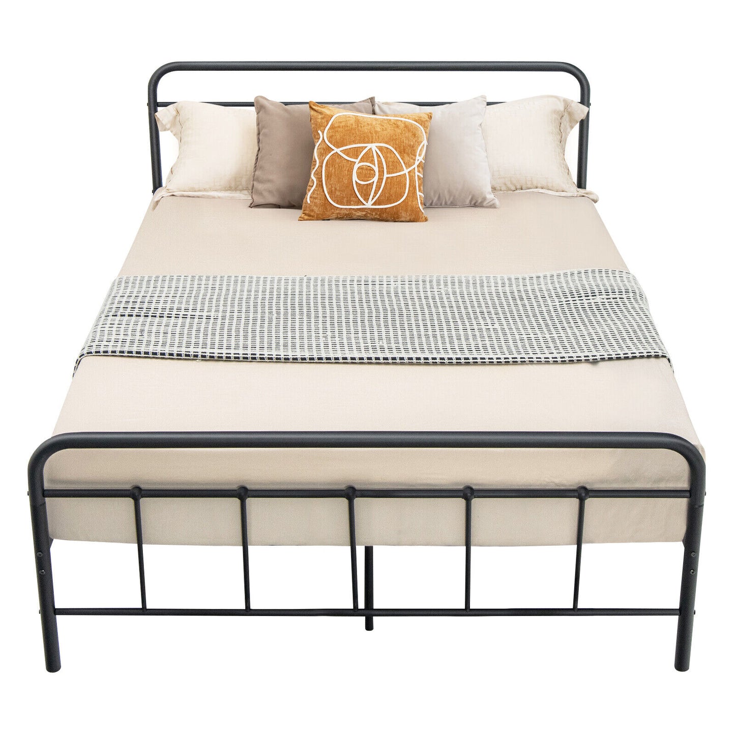 Heavy Duty Metal Platform Bed Frame with Headboard-Full Size Kids Crystal