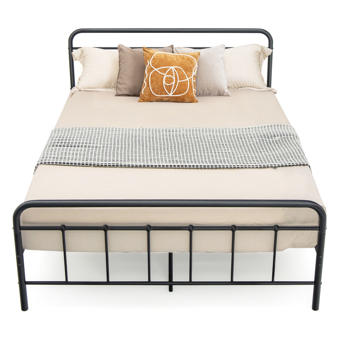 Heavy Duty Metal Platform Bed Frame with Headboard-Queen Size Kids Crystal