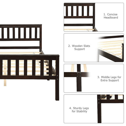 Full Size Wood Platform Bed Frame with Headboard and Footboard