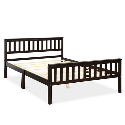 Full Size Wood Platform Bed Frame with Headboard and Footboard