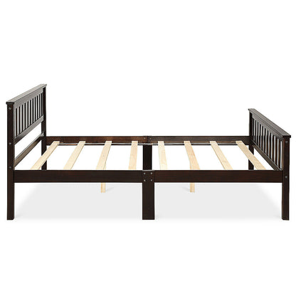 Full Size Wood Platform Bed Frame with Headboard and Footboard