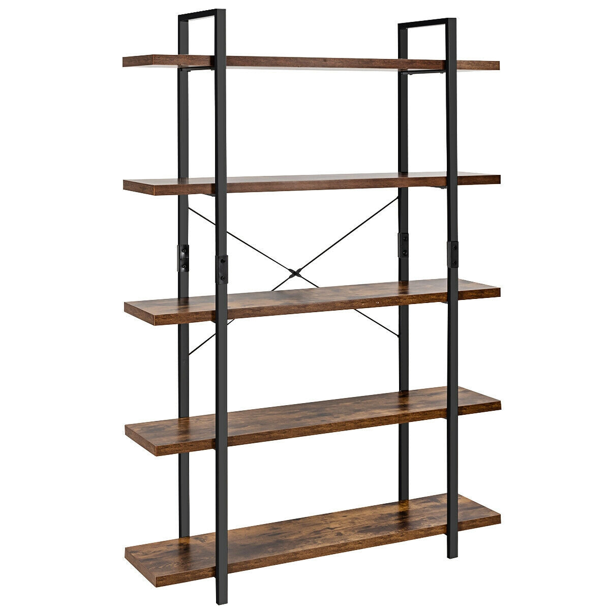 3/5 Tiers Industrial Bookcase with Metal Frame for Home Office-5-Tier Kids Crystal