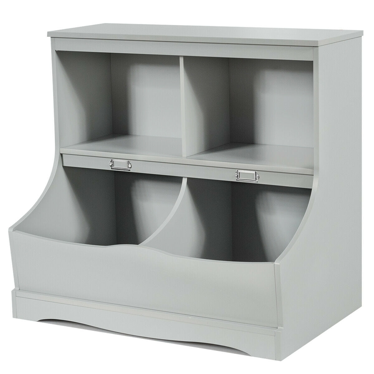 3-Tier Kids Bookcase Storage Organizer-Gray Kids Crystal