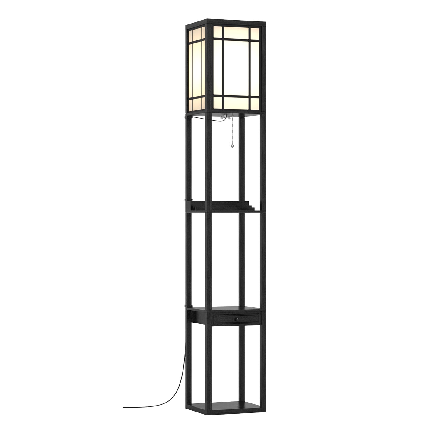 Modern Floor Lamp with Shelves and Drawer Kids Crystal