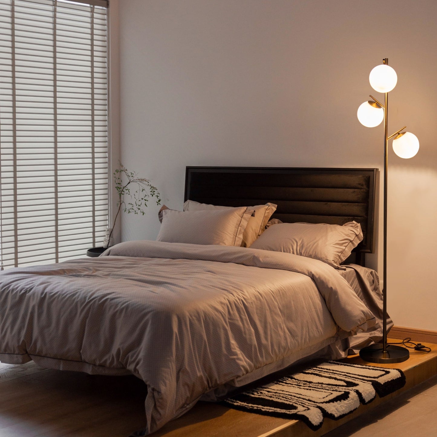 3-Globe Floor Lamp with Foot Switch and Bulb Bases-Golden Kids Crystal