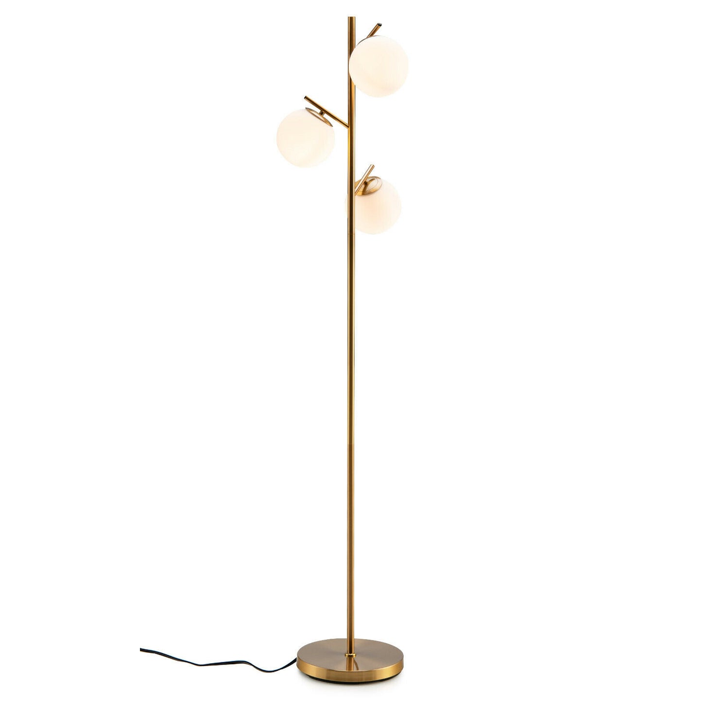 3-Globe Floor Lamp with Foot Switch and Bulb Bases-Golden Kids Crystal