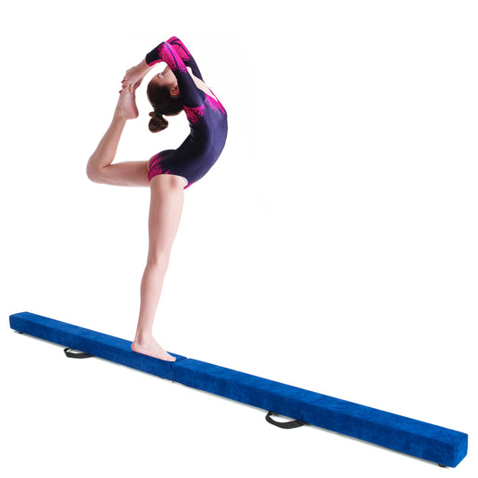 7 Feet Folding Portable Floor Balance Beam with Handles for Gymnasts-Blue Kids Crystal