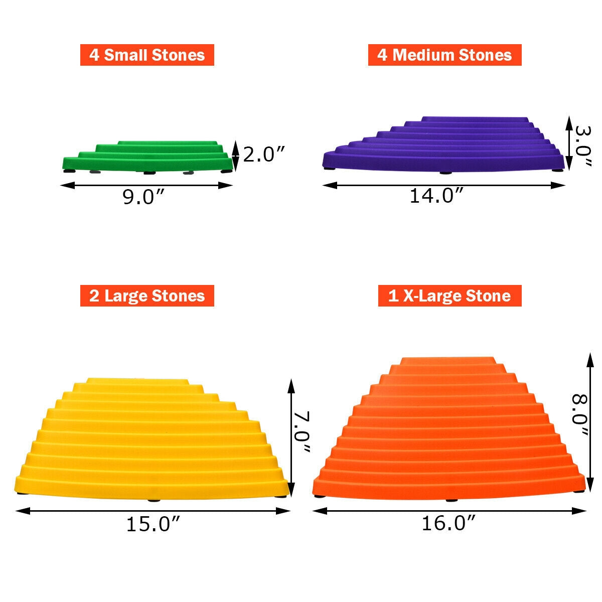 11 Pieces Non-Slip Bottom Kids Balance Stepping Stones Kids Crystal
