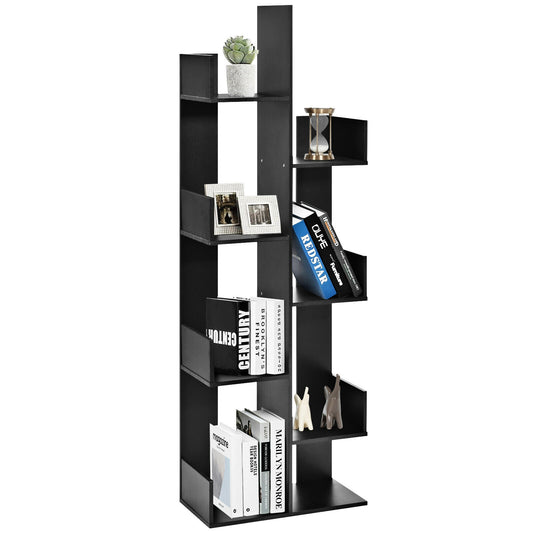 8-Tier Bookshelf Bookcase Space-Saving Storage Rack with 8 Open Compartments-Black Kids Crystal