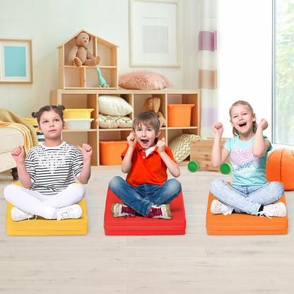 6 Piece 15 Inche Square Toddler Floor Cushions Flexible Soft Foam Seating with Handles-Color