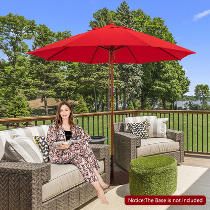 9.5 Feet Pulley Lift Round Patio Umbrella with Fiberglass Ribs-Red