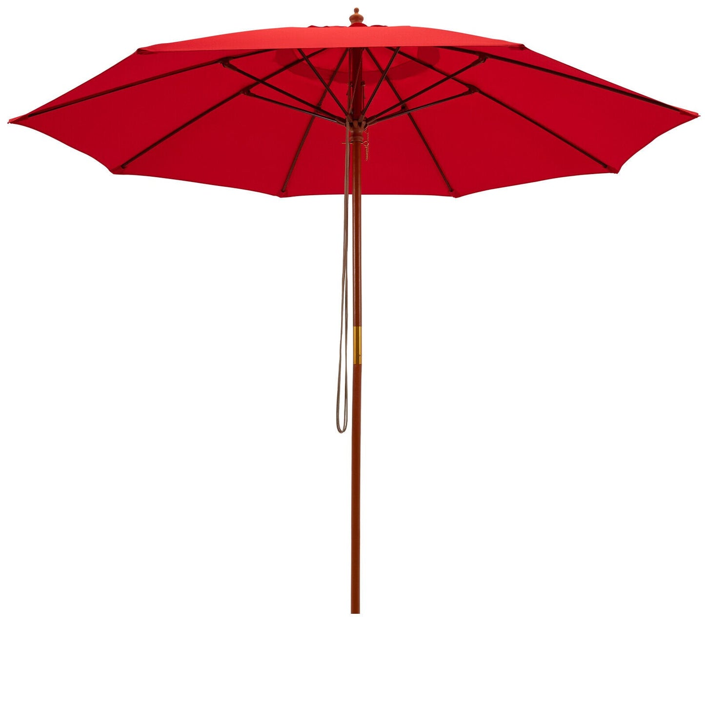 9.5 Feet Pulley Lift Round Patio Umbrella with Fiberglass Ribs-Red Kids Crystal