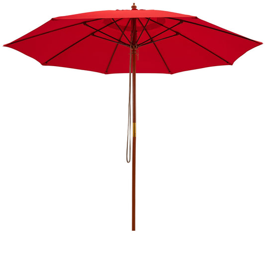 9.5 Feet Pulley Lift Round Patio Umbrella with Fiberglass Ribs-Red Kids Crystal