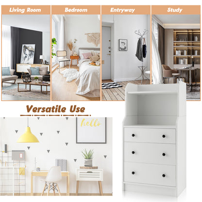 Modern Storage Dresser with Anti-toppling Device-White