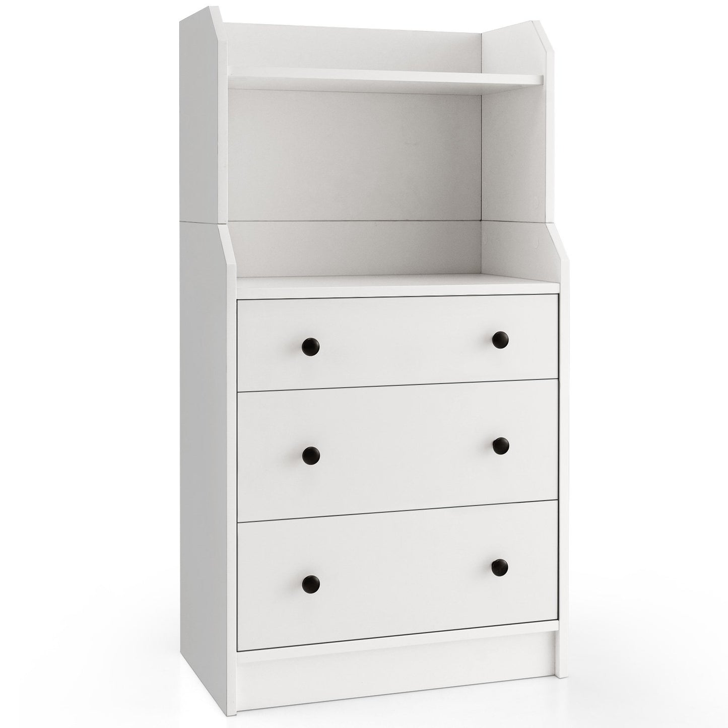 Modern Storage Dresser with Anti-toppling Device-White Kids Crystal