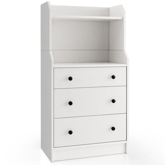 Modern Storage Dresser with Anti-toppling Device-White Kids Crystal