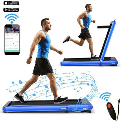 4.75HP 2 In 1 Folding Treadmill with Remote APP Control-Navy