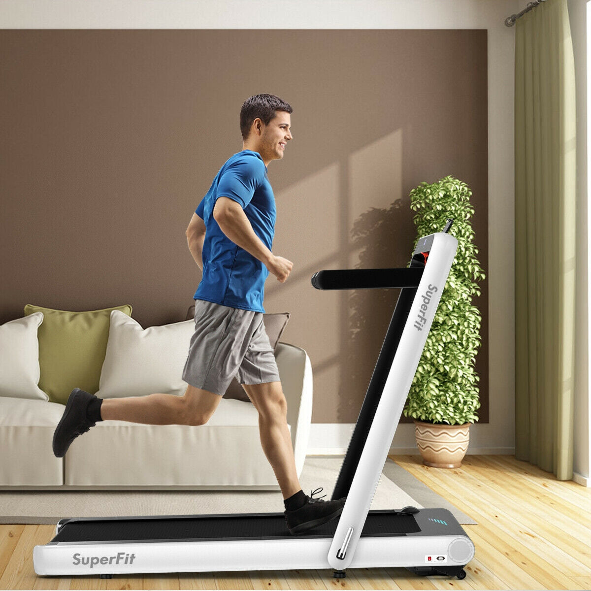4.75HP 2 In 1 Folding Treadmill with Remote APP Control-White Kids Crystal
