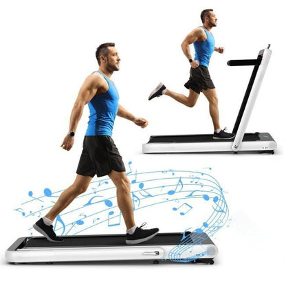4.75HP 2 In 1 Folding Treadmill with Remote APP Control-White