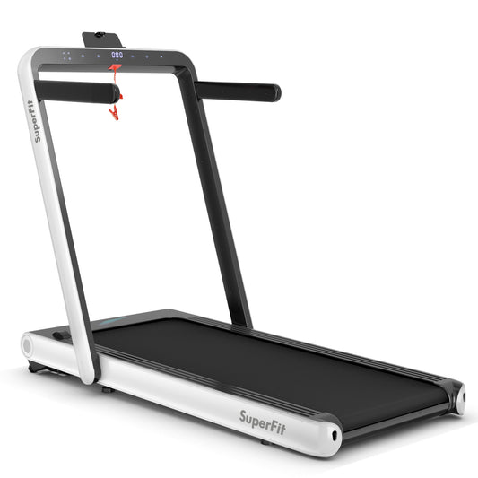 4.75HP 2 In 1 Folding Treadmill with Remote APP Control-White Kids Crystal