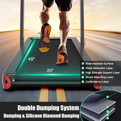 4.75HP 2 In 1 Folding Treadmill with Remote APP Control-Red