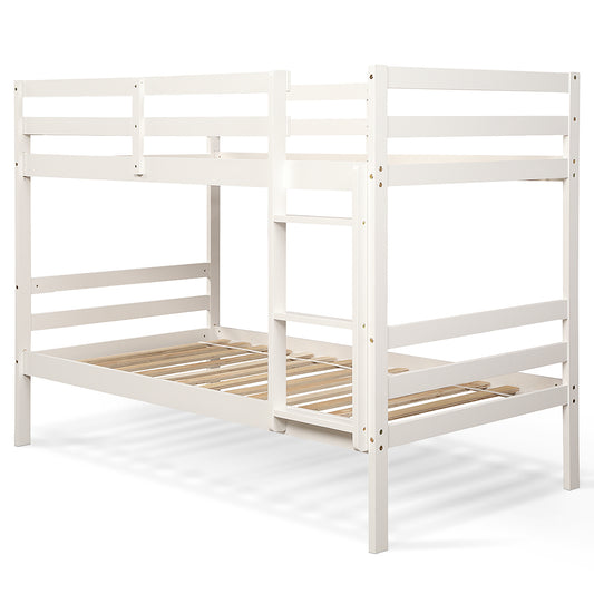 Twin Bunk Bed Children Wooden Bunk Beds Solid Hardwood-White Kids Crystal