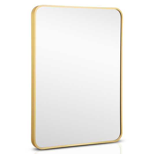 Metal Framed Bathroom Mirror with Rounded Corners-Golden Kids Crystal