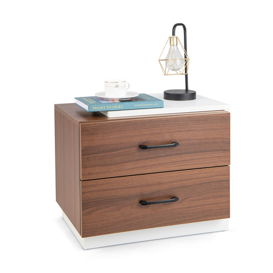 Modern Nightstand with 2 Drawers for Bedroom Living Room-Brown Kids Crystal