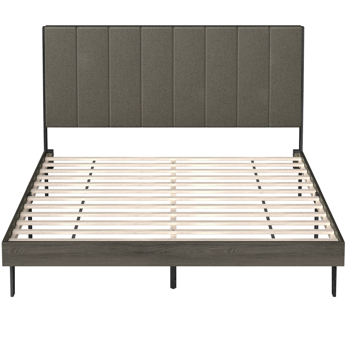 Queen Size Upholstered Bed Frame with Tufted Headboard Kids Crystal
