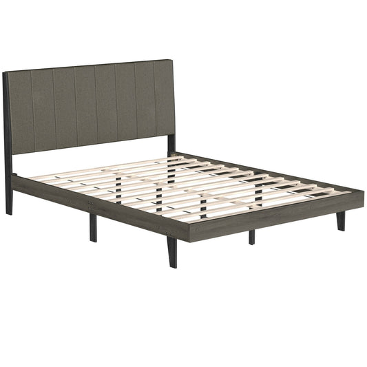 Queen Size Upholstered Bed Frame with Tufted Headboard Kids Crystal