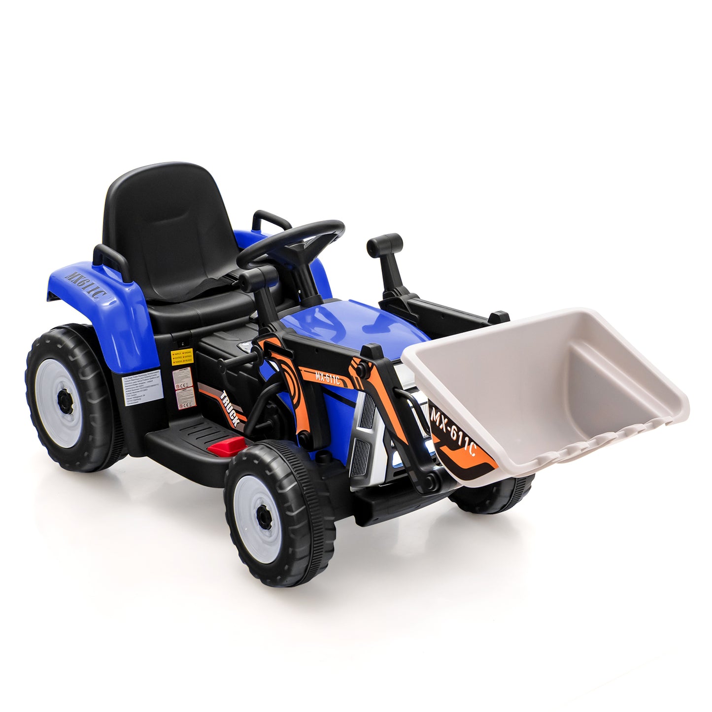 12V Battery Powered Kids Ride on Excavator with Adjustable Arm and Bucket-Blue Kids Crystal