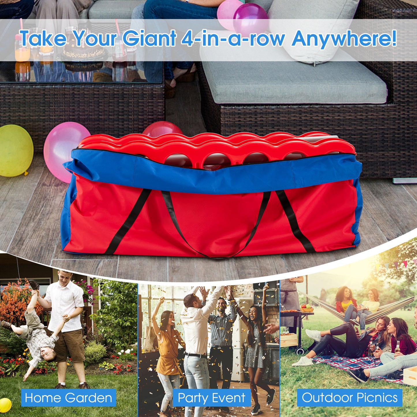 Giant 4 in A Row Storage Carrying Bag for Jumbo 4-to-Score Game Set Only Bag Kids Crystal