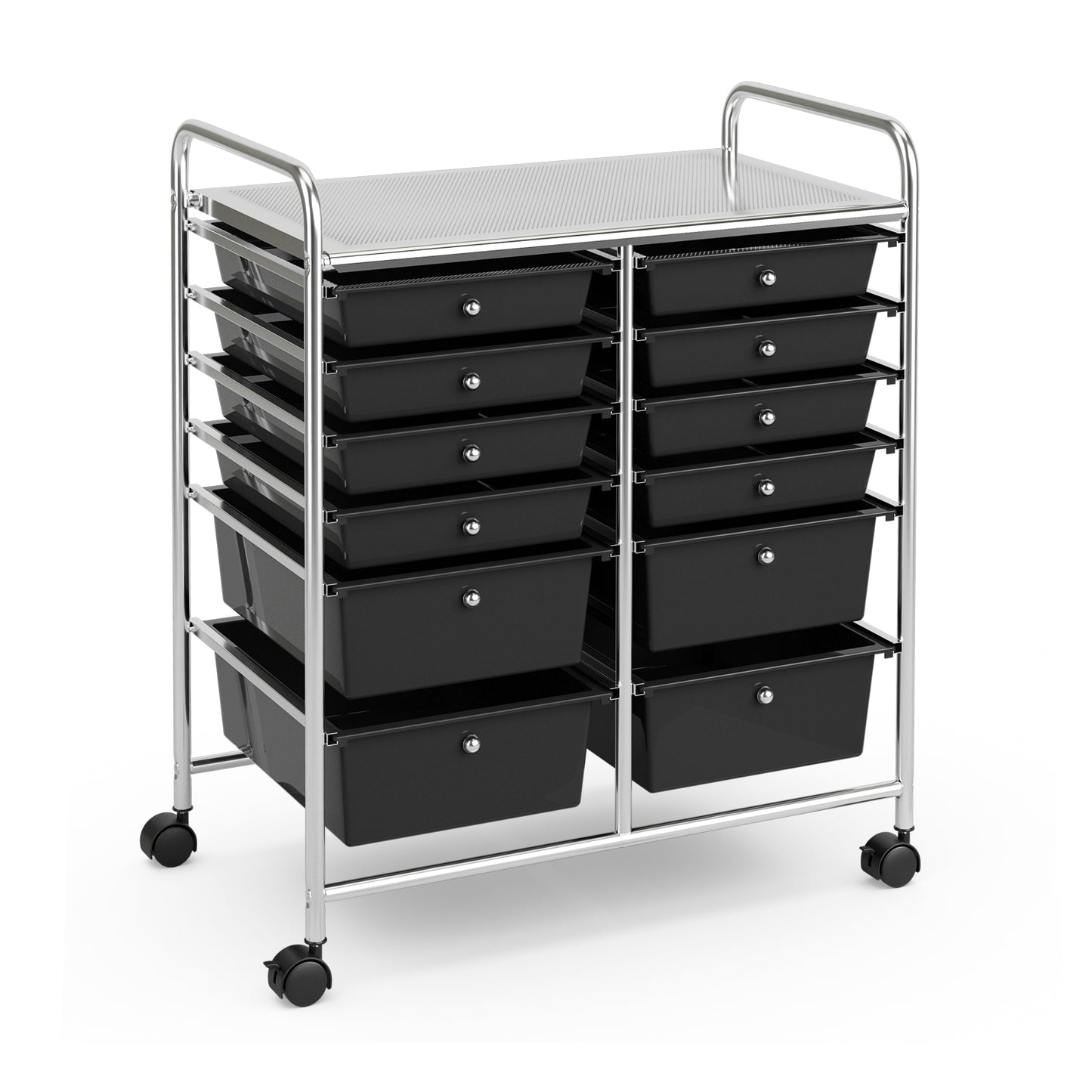 12 Storage Drawer Organizer Bins Rolling Cart-Black Kids Crystal