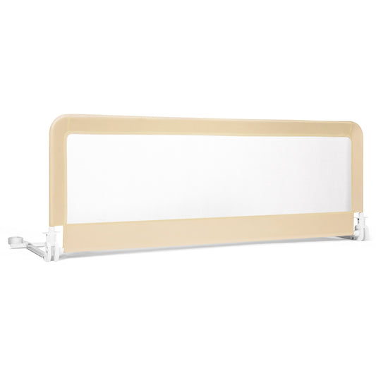 59 Inch Extra Long Folding Breathable Baby Children Toddlers Bed Rail Guard with Safety Strap-Beige Kids Crystal