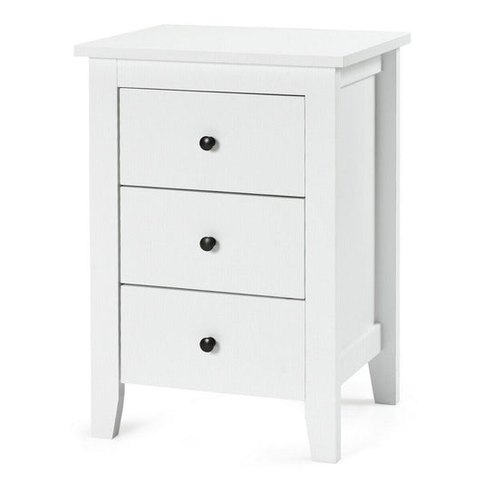 Nightstand End Beside Table Drawers Modern Storage Bedroom Furniture-White Kids Crystal