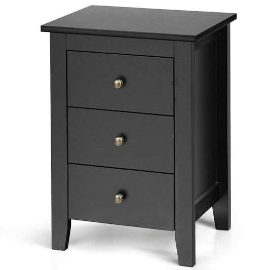 Nightstand End Beside Table Drawers Modern Storage Bedroom Furniture-Black Kids Crystal