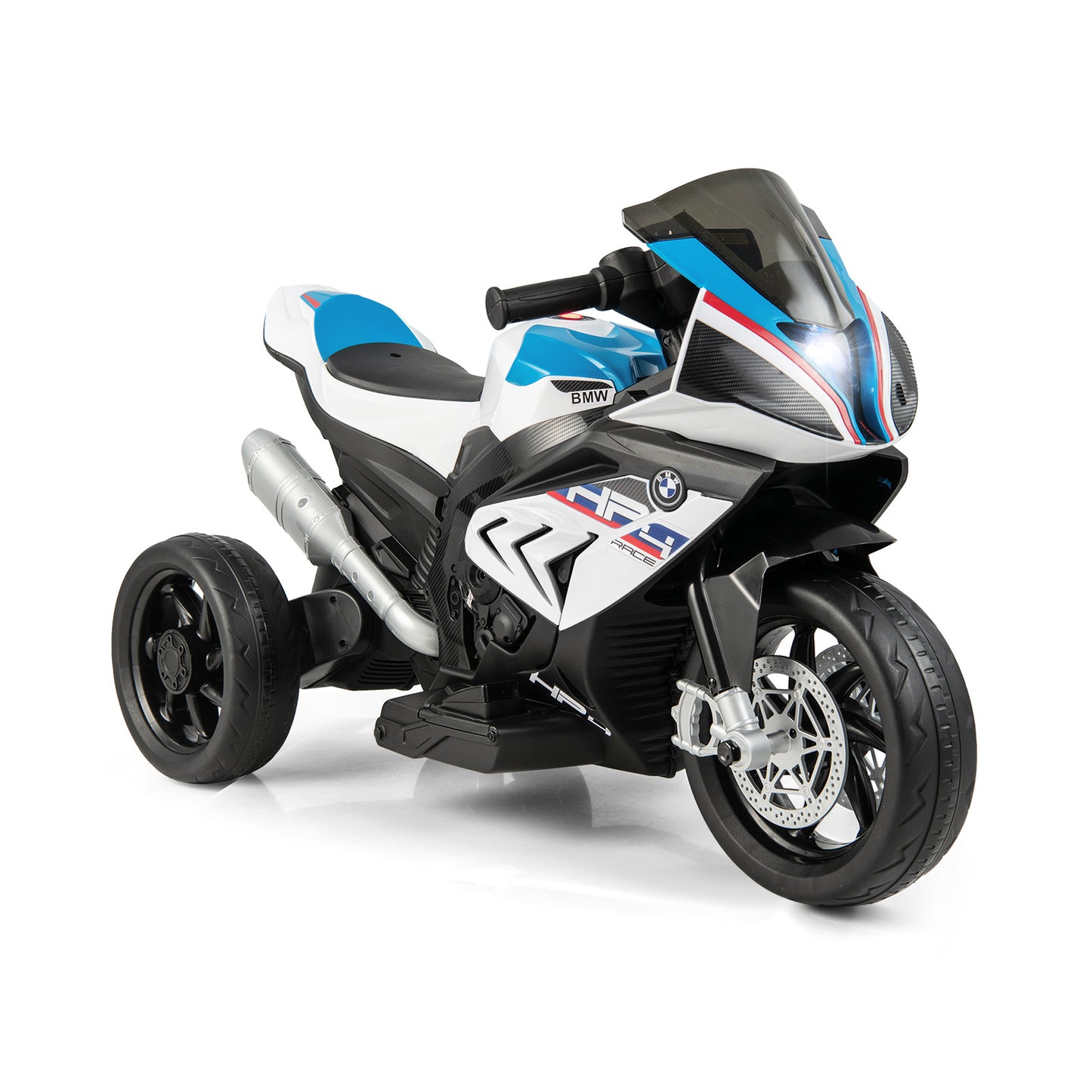 12V Licensed BMW Kids Motorcycle Ride-On Toy for 37-96 Months Old Kids-White Kids Crystal