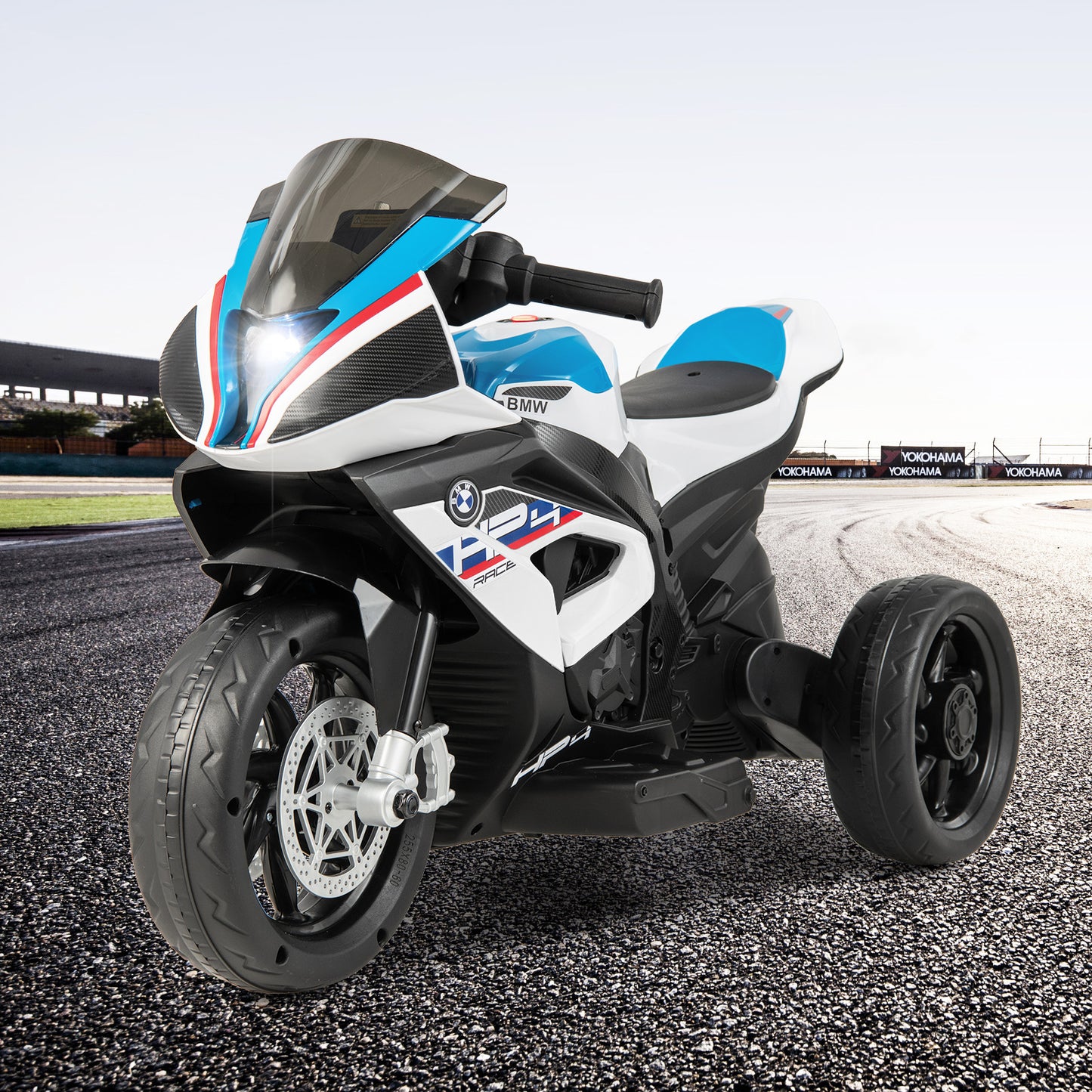 12V Licensed BMW Kids Motorcycle Ride-On Toy for 37-96 Months Old Kids-White Kids Crystal