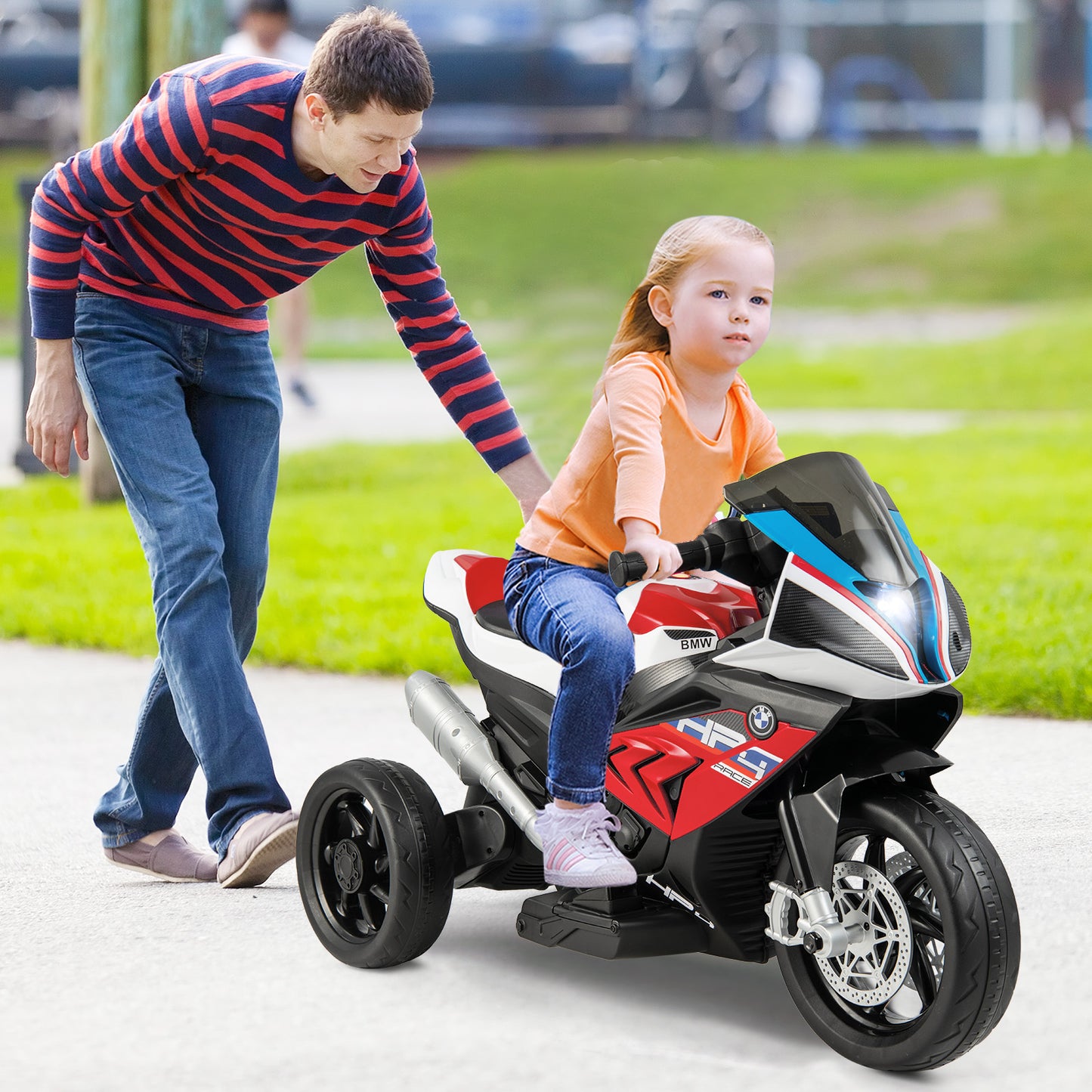 12V Licensed BMW Kids Motorcycle Ride-On Toy for 37-96 Months Old Kids-Red Kids Crystal
