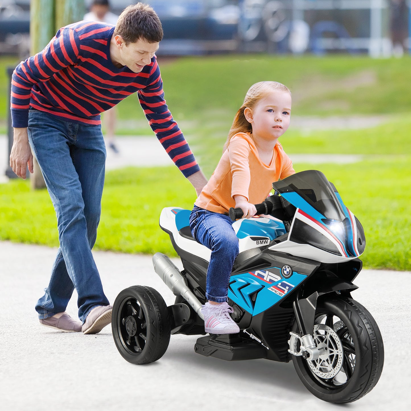 12V Licensed BMW Kids Motorcycle Ride-On Toy for 37-96 Months Old Kids-Blue Kids Crystal