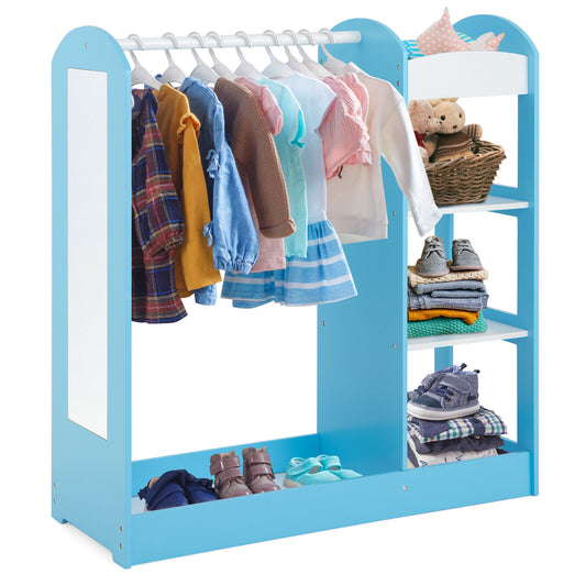 Kids Dress Up Storage with Mirror-Blue Kids Crystal