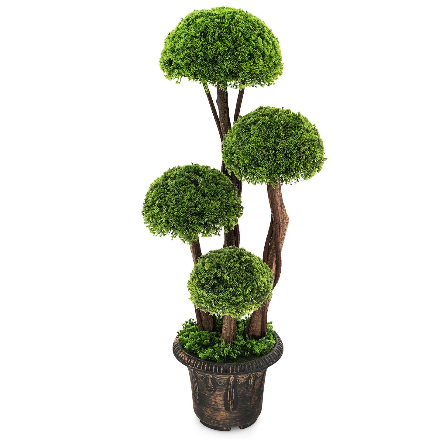 3 Feet Decorative Artificial Cedar Topiary Tree with Rattan Trunk Kids Crystal