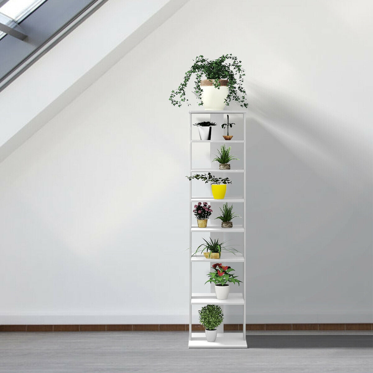 Wooden Shoes Storage Stand 7 Tiers Shoe Rack Organizer Multi-shoe Rack Shoebox-White Kids Crystal