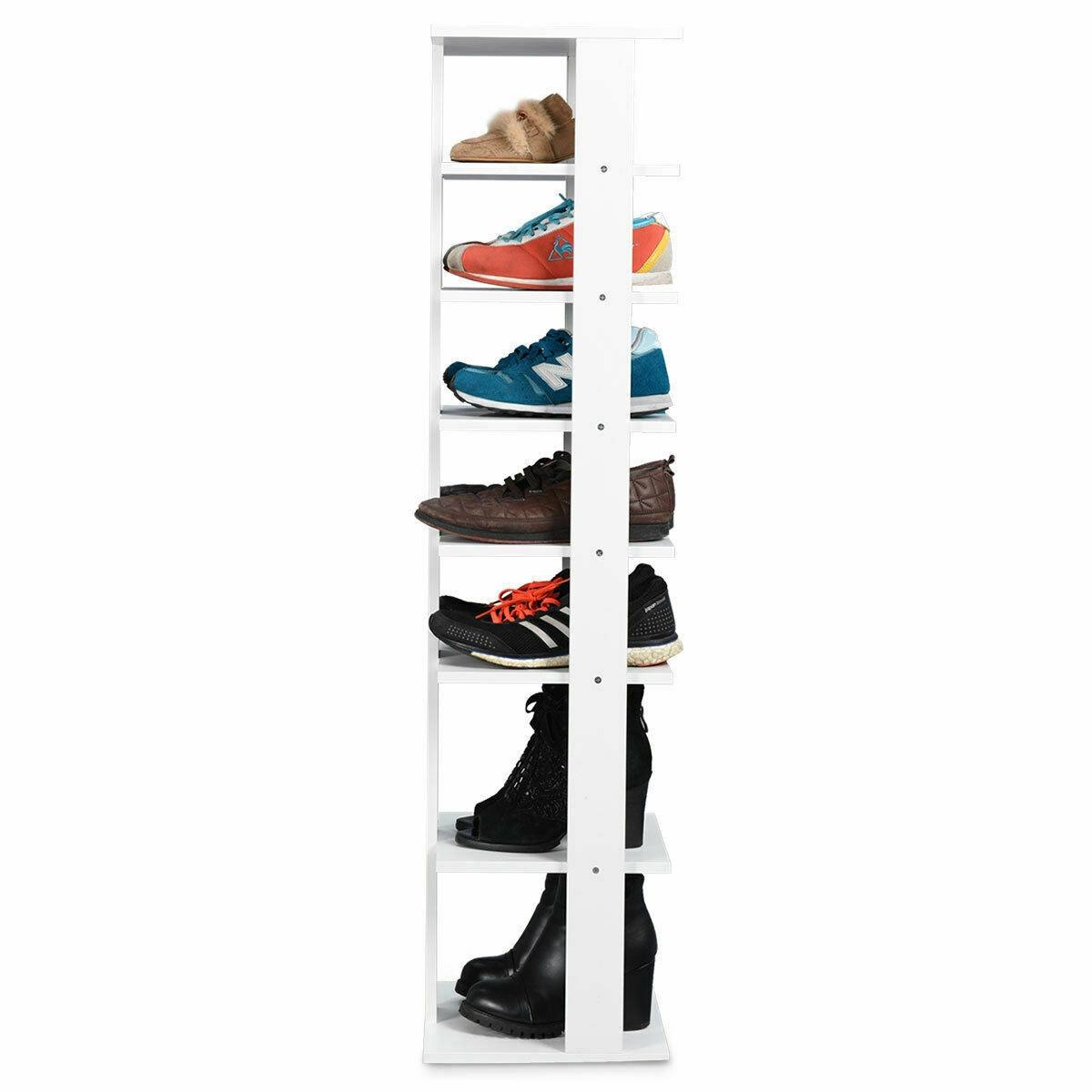 Wooden Shoes Storage Stand 7 Tiers Shoe Rack Organizer Multi-shoe Rack Shoebox-White Kids Crystal