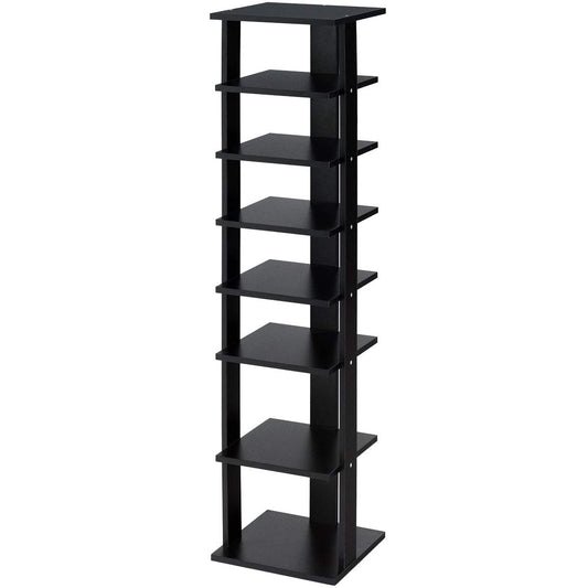 7-Tier Shoe Rack Practical Free Standing Shelves Storage Shelves-Black Kids Crystal